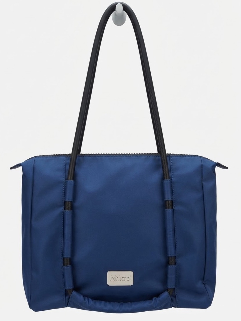 Milmo Royal Blue Nylon Tote Bag with Black Trim & Black Straps